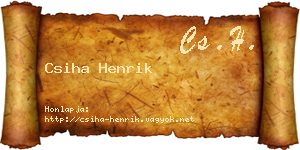 Csiha Henrik névjegykártya